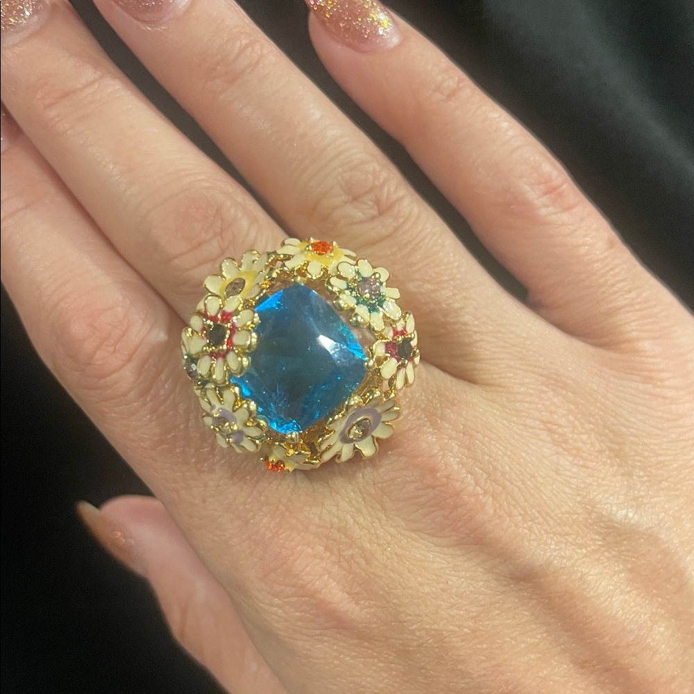 Joan Rivers Flower Blue Gemstone Ring